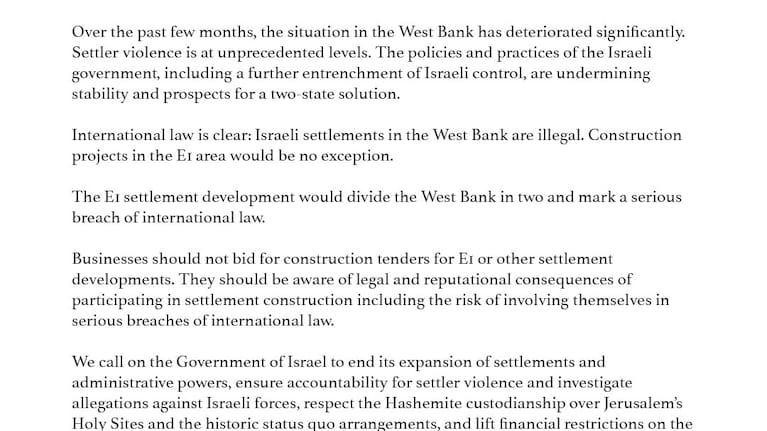 Statement on Israeli settler violence