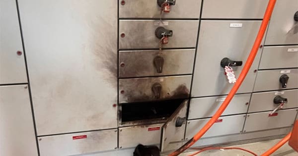 Electrician badly burned by arc flash from live switchboard