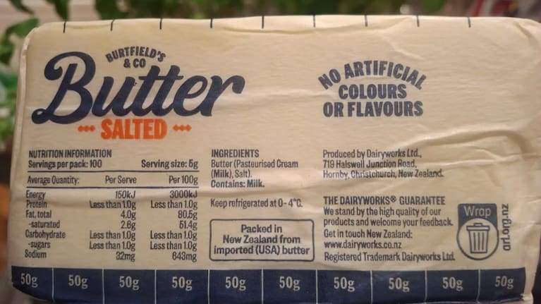 The Burtfield's brand is imported from the United States by Dairyworks and packaged at their Christchurch site in the suburb of Hornby.