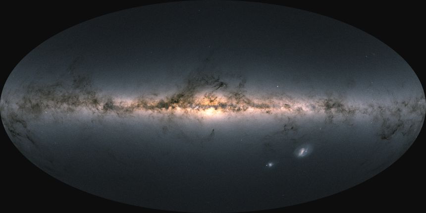 Data from more than 1.8 billion stars have been used to create this map of the Milky Way as captured by Gaia.