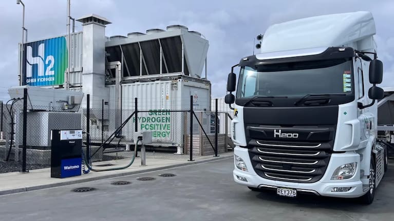 The compressed hydrogen gas is made and stored on-site at Hiringa's Wiri refuelling station.