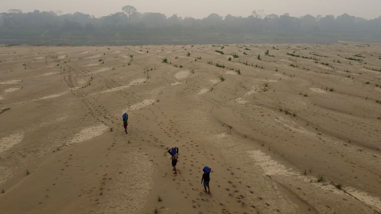 The Madeira River, a tributary of the Amazon dries up during hotter seasons