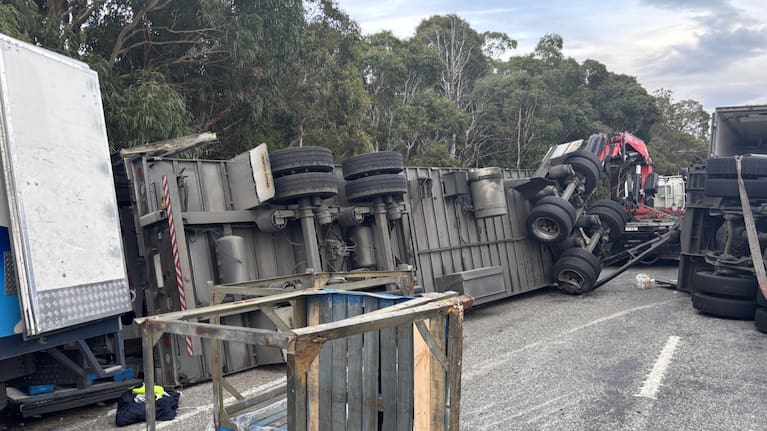 A detour was in place while the trailer was emptied.