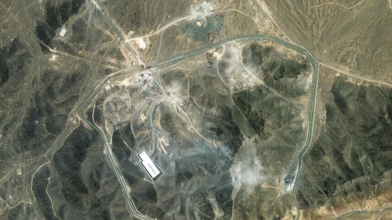 This satellite image provided by Maxar Technologies shows an overview of the Fordo facility in Iran on Friday, June 27