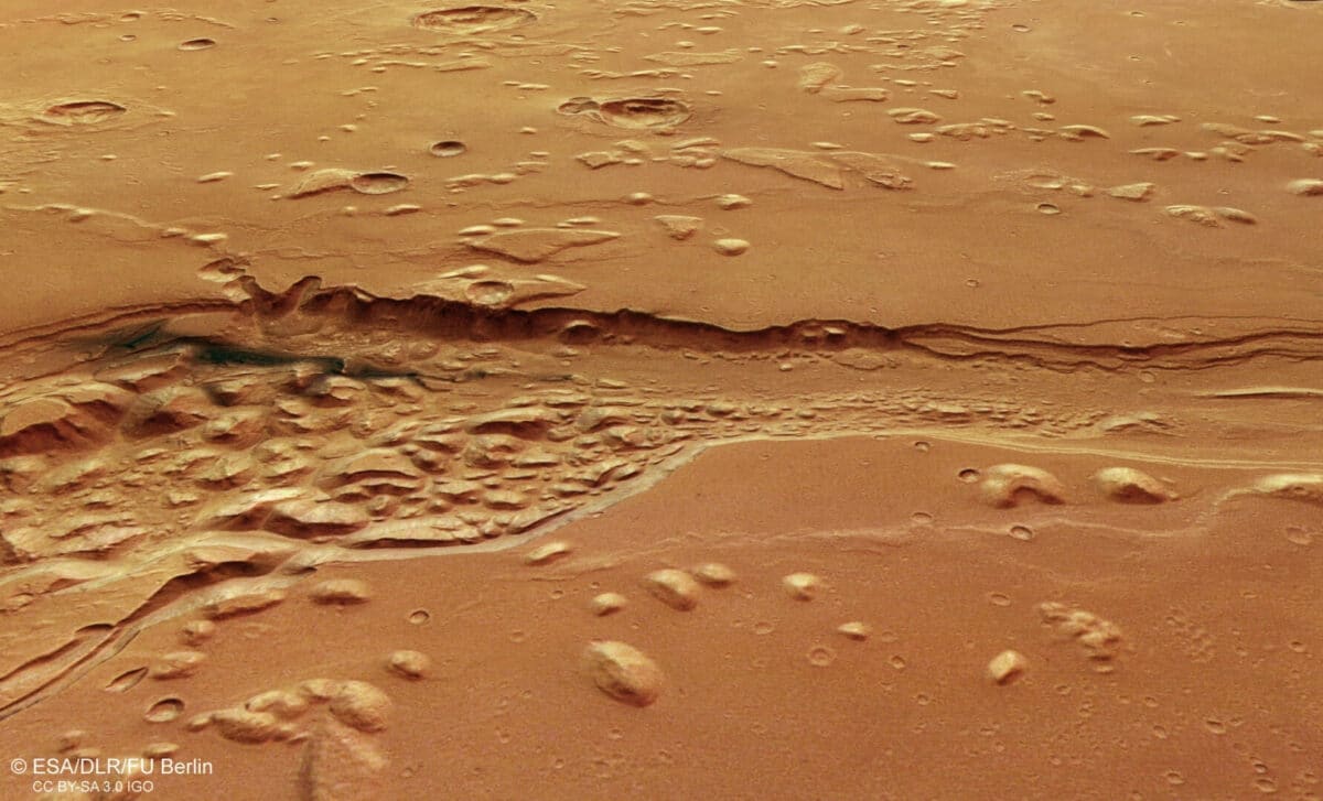 This View Was Generated From The Digital Terrain Model And The Nadir And Colour Channels Of The High Resolution Stereo Camera On Esa’s Mars Express.
