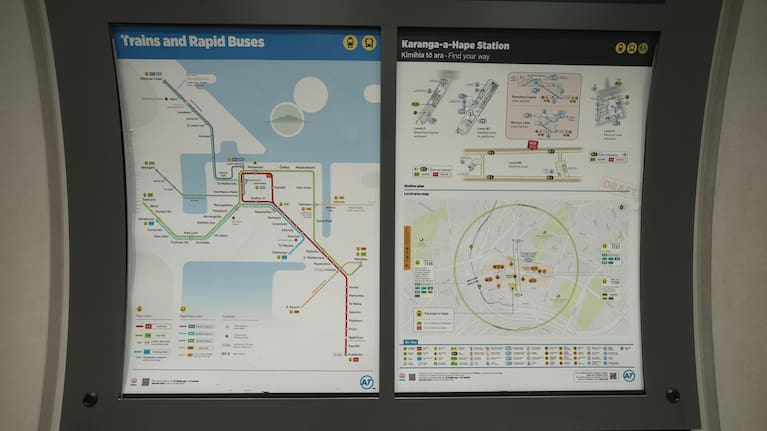 Underground signage at Karangahape Station. 