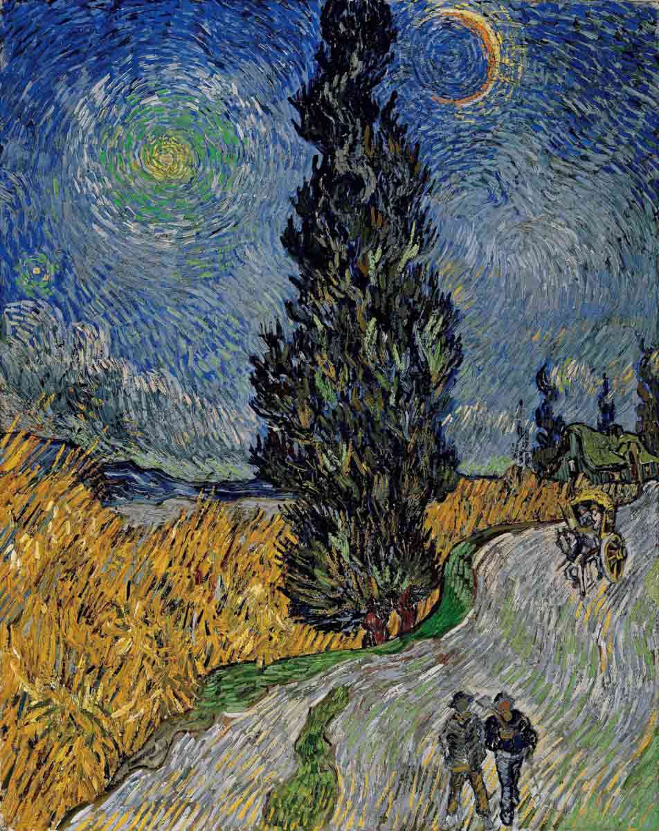 van gogh country road in provence by night