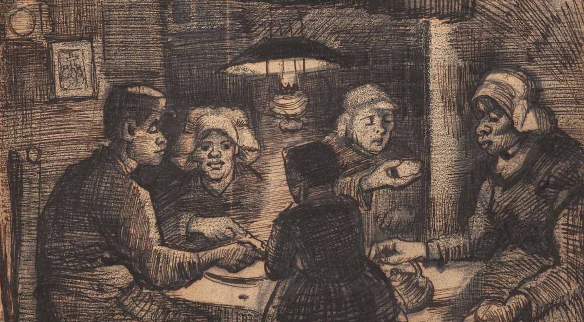 van gogh sketch for potato eaters