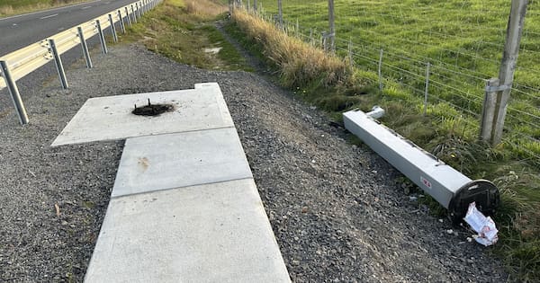 Highway speed camera in Otago knocked down, catches fire
