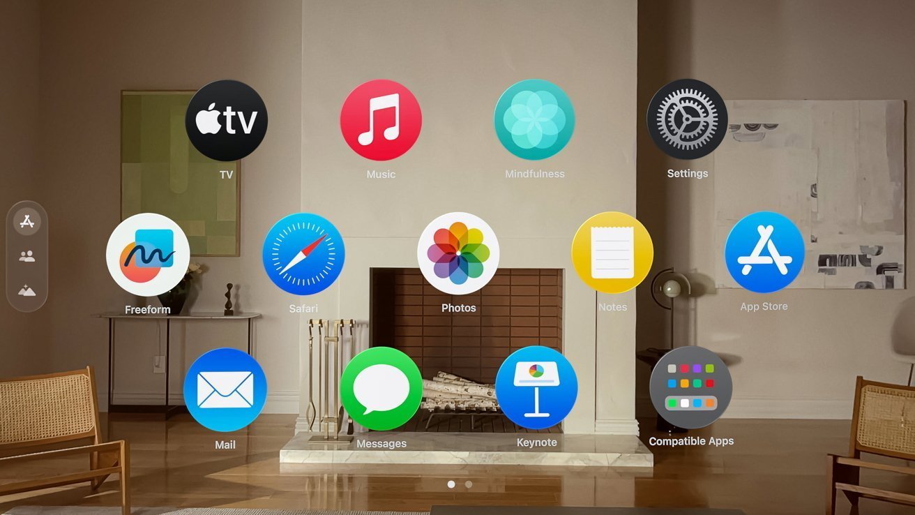 From the Phonegram website: The Apple device home screen displaying various app icons, including TV, Music, Mindfulness, and more, perfect for exploring apps or comparing devices like the Apple Vision Pro or Samsung XR glasses.