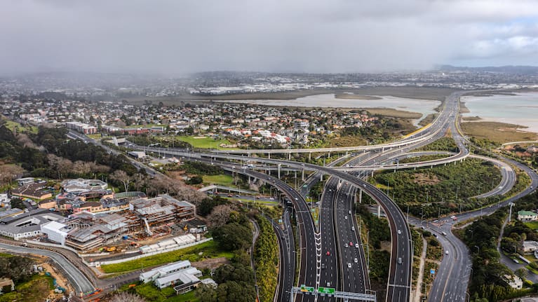 Waterview motorway interchange in Auckland. 
