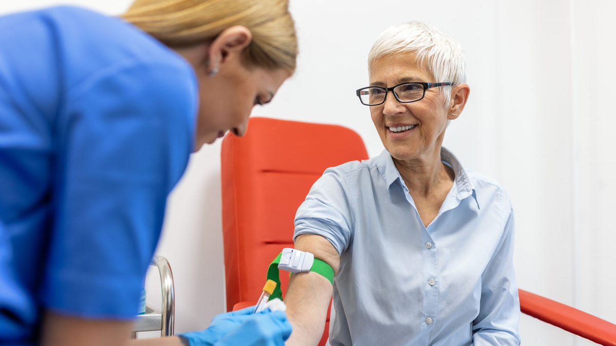 Woman getting blood test