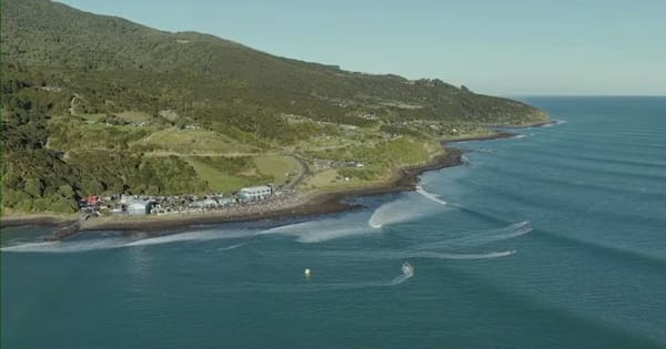 Surf finals in Raglan resume after photographer bitten by sea life