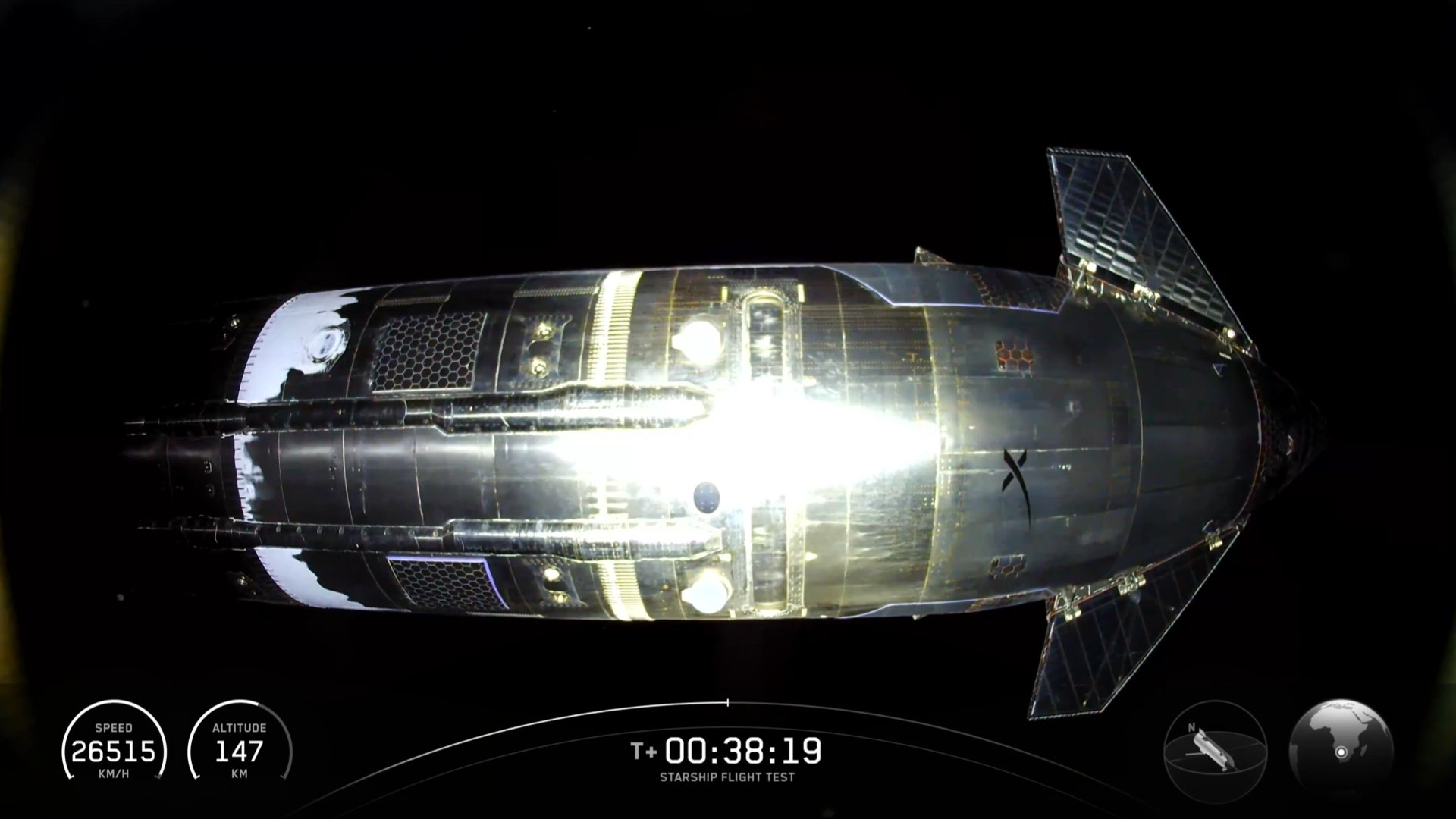 This stunning photo of Space's Starship V3 Ship 39 was captured by one of two prototype Starlink satellite "Dodger Dogs" deployed during Flight 12.