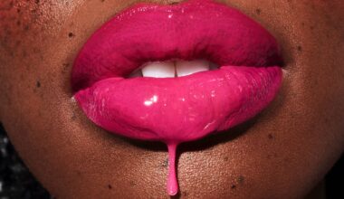 Bright pink lips