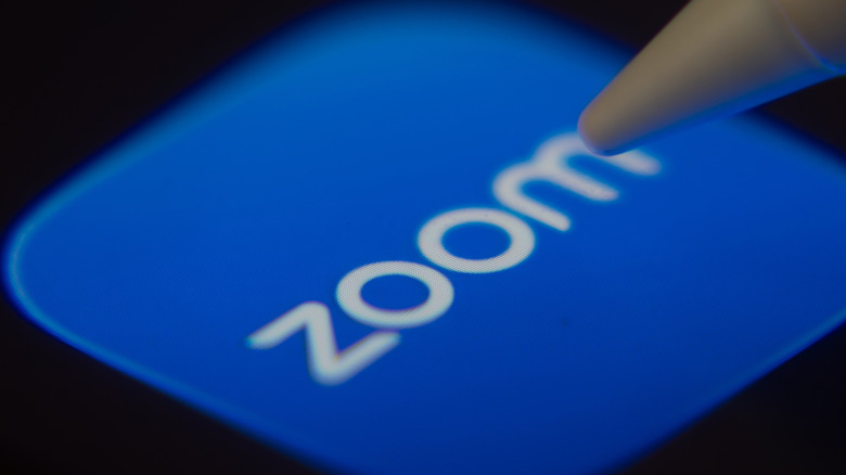 The Zoom app icon on a display