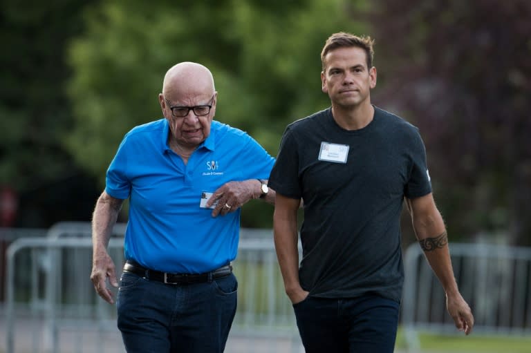 Fox CEO Lachlan Murdoch, shown here in 2017 with father Rupert Murdoch, described the Roku transaction as a winning means to expand in the streaming era (Drew Angerer)