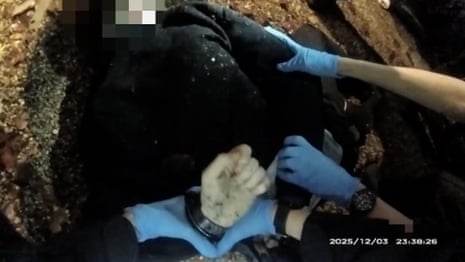 Police bodycam footage shows arrest of Henry Nowak after he was stabbed – video