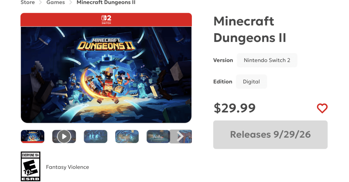 Minecraft Dungeons II could launch this September.
