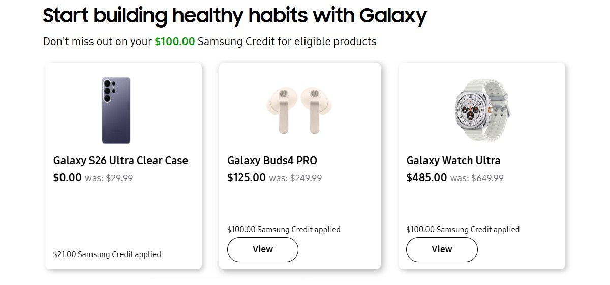 You can use the $100 Samsung Credit to reduce the price of accessories