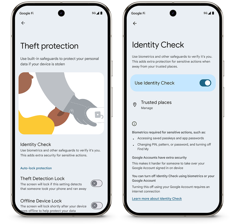 Screenshots of Identity Check's setting screen.