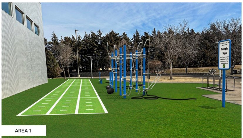 Area 1 is designed for youth and athletic development, featuring sprint lanes, agility markers, medicine ball stations, battle ropes and plyometric training equipment. Photo courtesy of  the Center for Health Improvement<br>