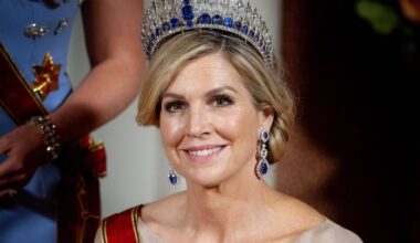 Queen Máxima surprises in sapphire tiara with 665 diamonds and 33 sapphires as Princess Amalia revives her star tiara