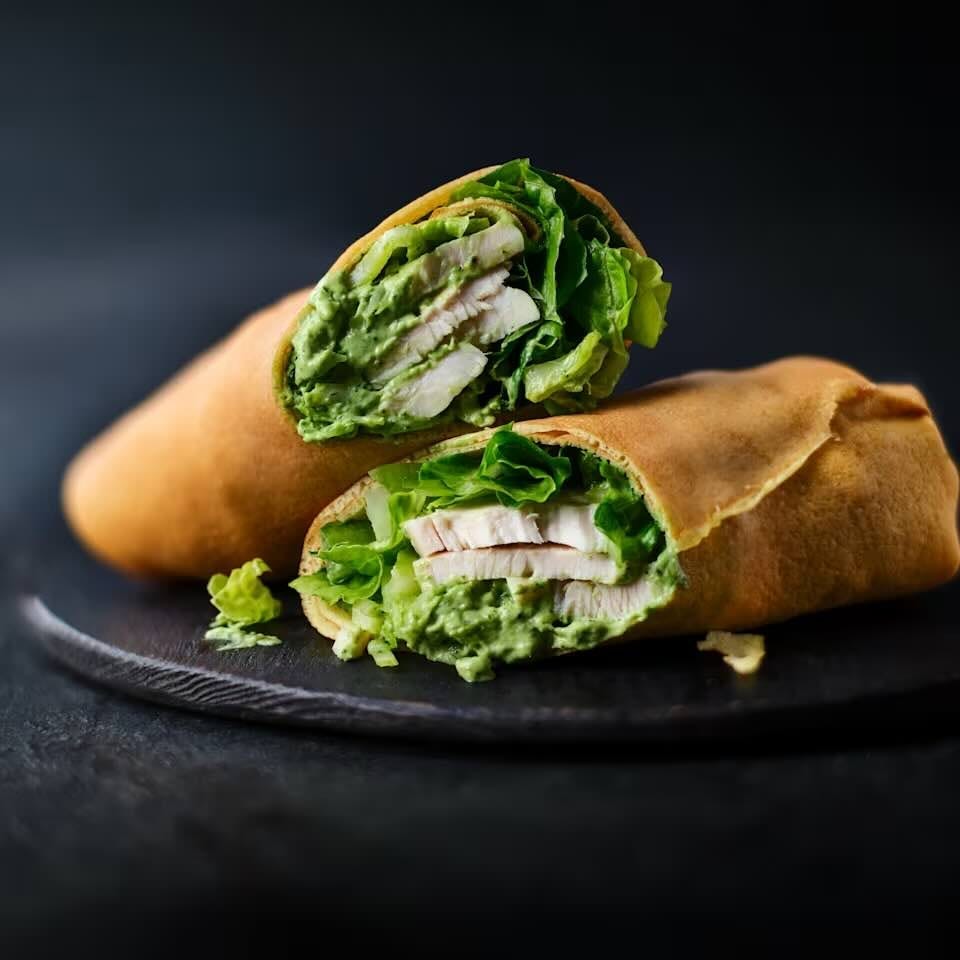 High Protein Green Goddess Chicken Wrap