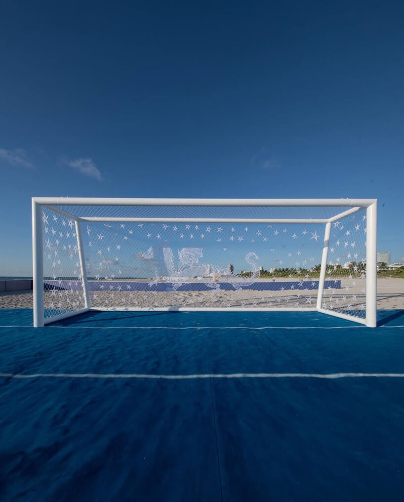 argentine artisans crochet soccer nets into monumental artworks on miami beach - 4