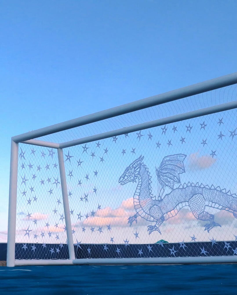argentine artisans crochet soccer nets into monumental artworks on miami beach - 5