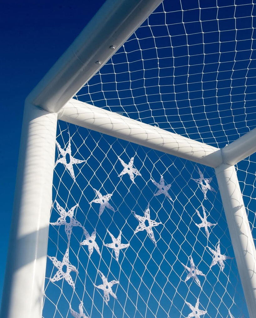 argentine artisans crochet soccer nets into monumental artworks on miami beach - 8