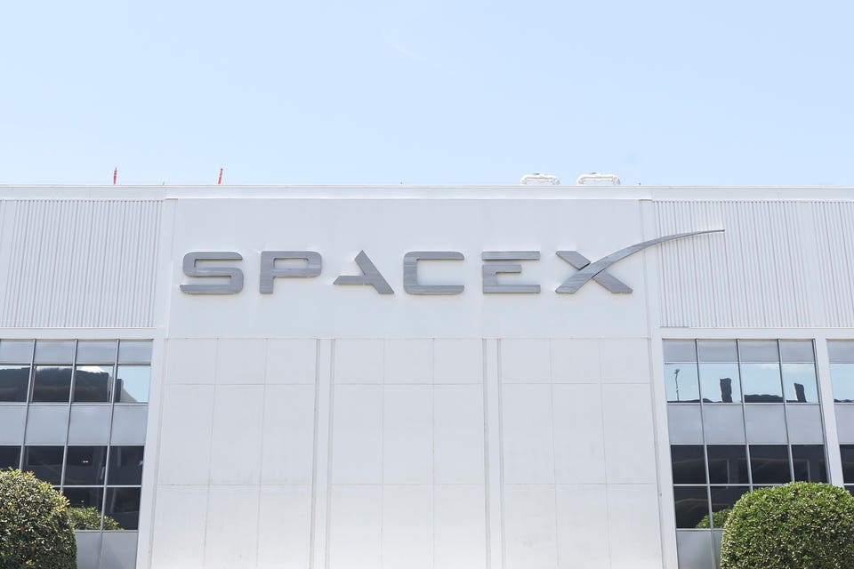 SpaceX sign at its facility.