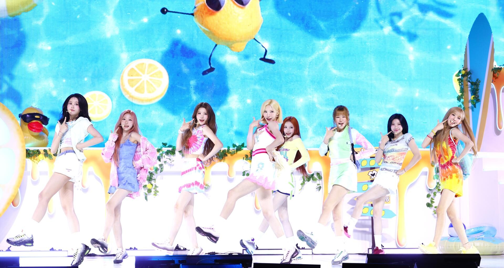 Members of K-pop girl group Hearts2Hearts, from left, Carmen, Stella, A-na, Jiwoo, Ian, Ye-on, Juun and Yuha, perform