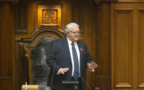The Speaker, Gerry Brownlee tries to settle the Opposition during Question Time.