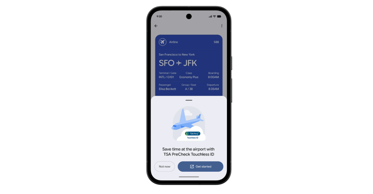 Google Wallet now supports TSA PreCheck Touchless ID.