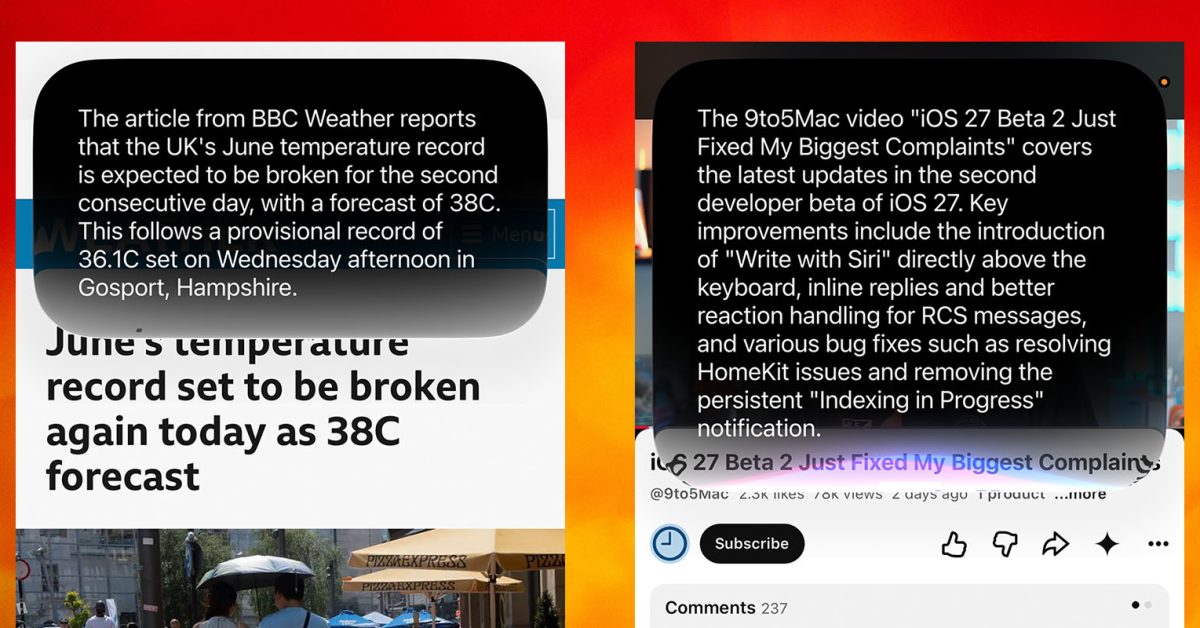 Siri will sometimes summarize webpages and videos in Safari and YouTube