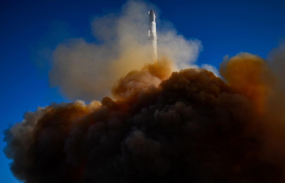 SpaceX Starship lifts off from the Starbase launch center just off the Gulf of Mexico
