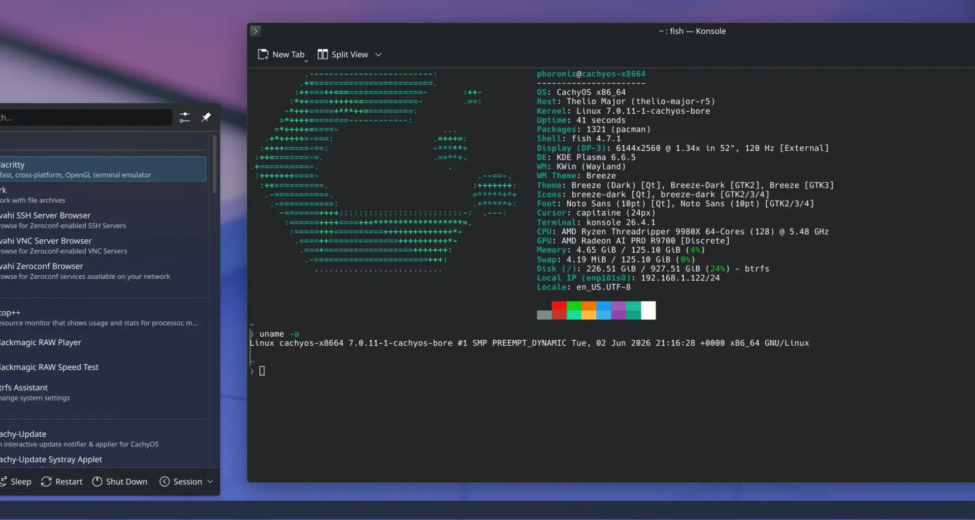 CachyOS with KDE Plasma desktop