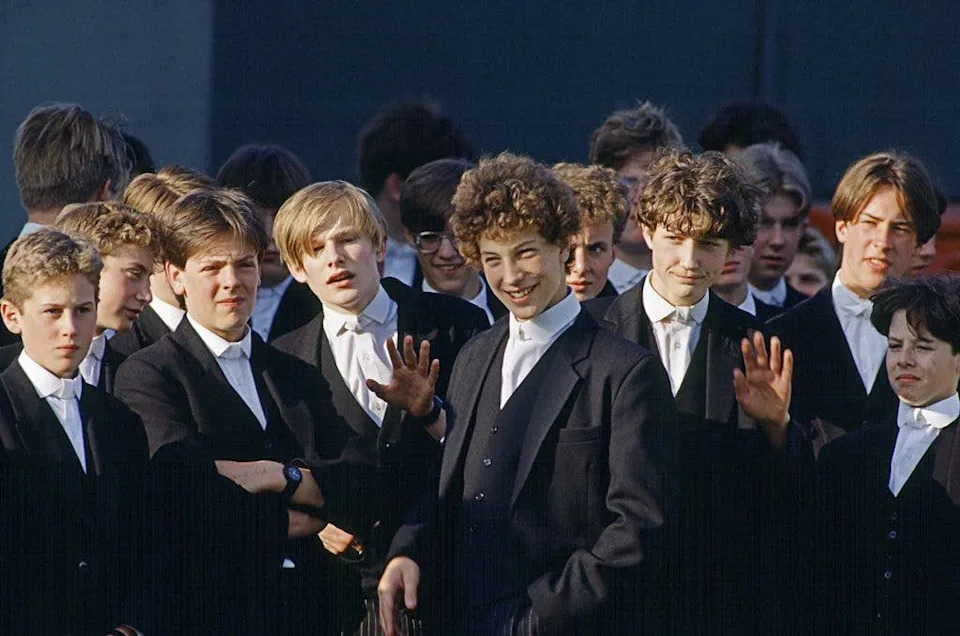 Lord Frederick Windsor (centre) attending the Eton Boys' Tea Party At Guards Polo Club, Windsor, in 1994