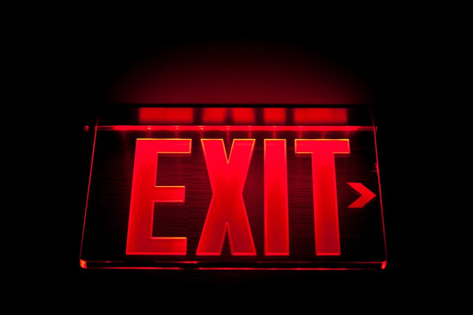 Illuminated exit sign.