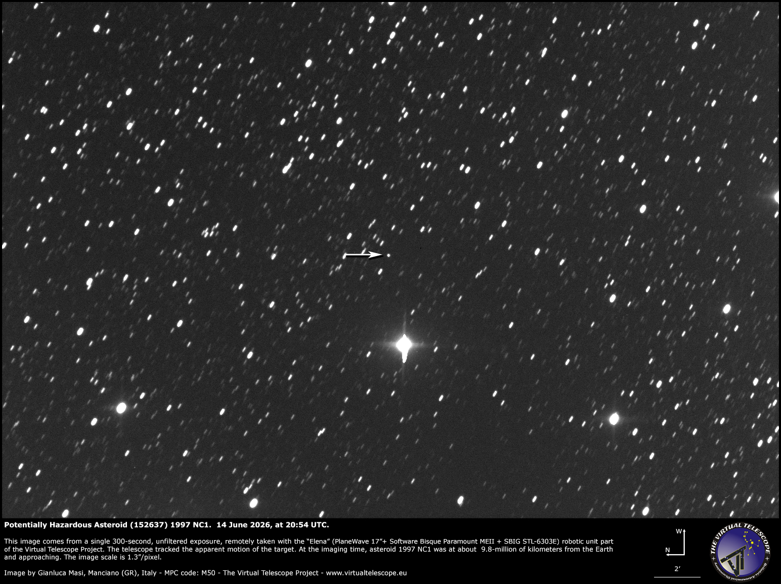 Potentially Hazardous Asteroid (152637) 1997 NC1: 14 June 2026.