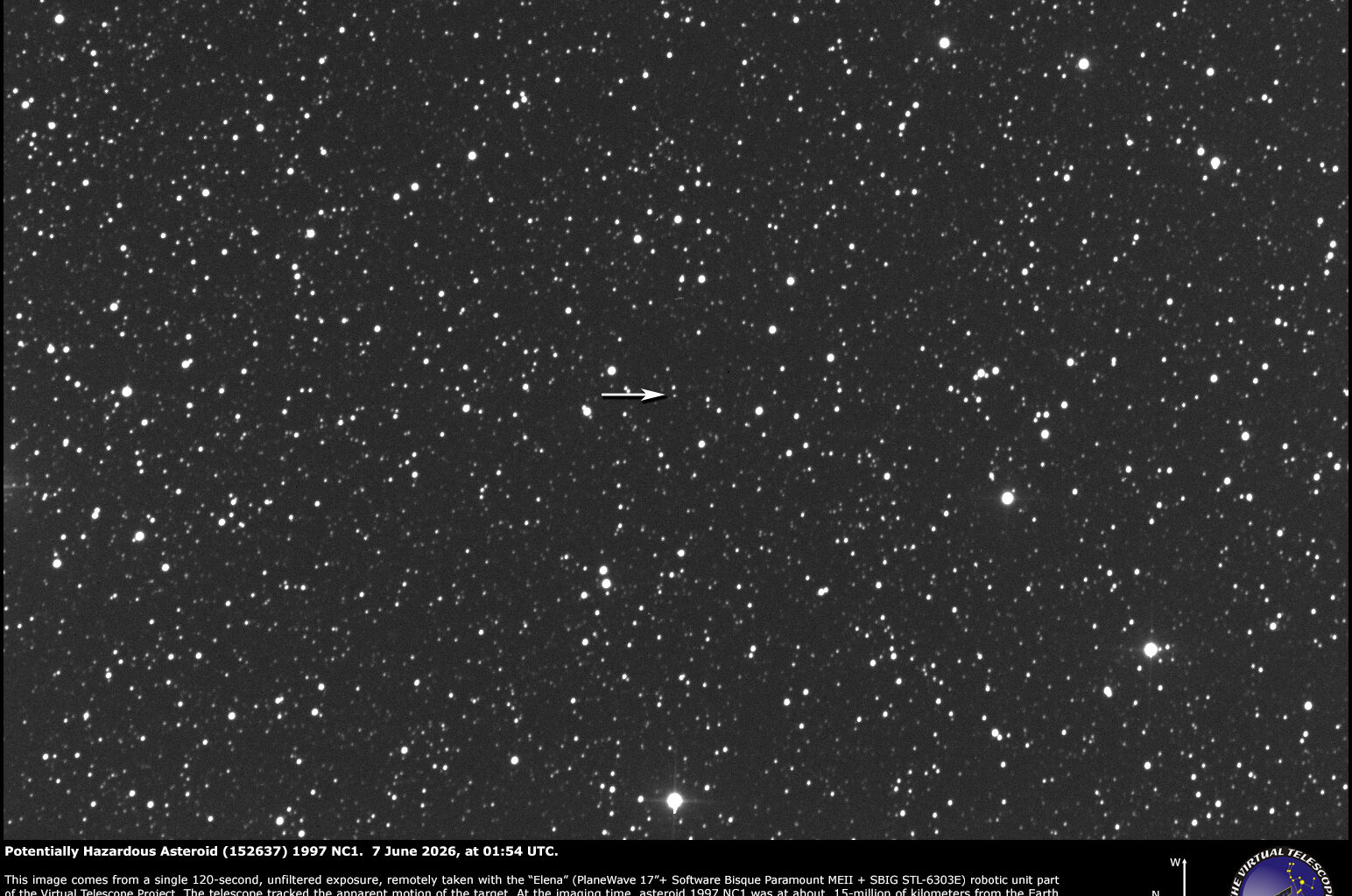 Potentially Hazardous Asteroid (152637) 1997 NC1: 7 June 2026.