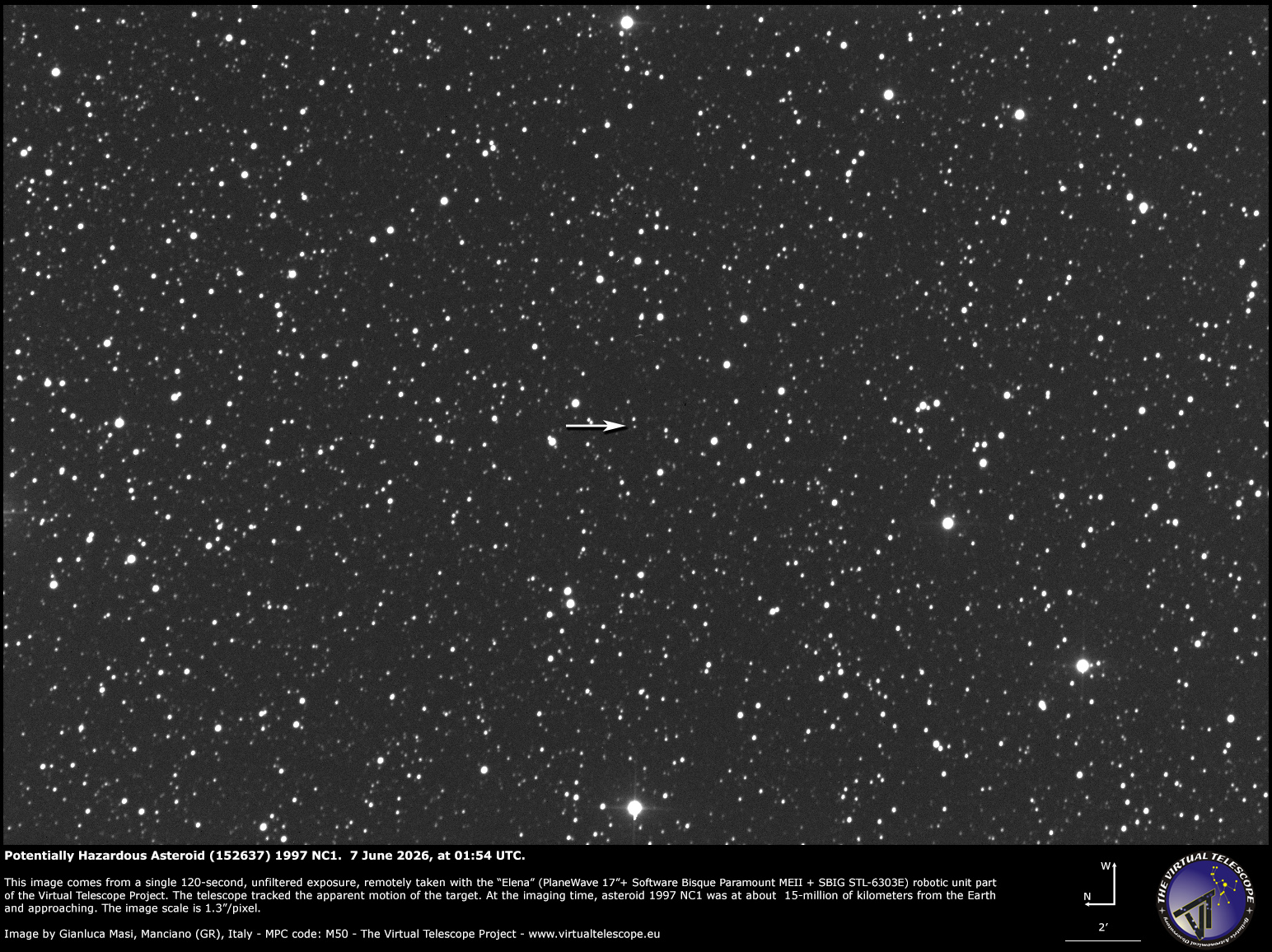 Potentially Hazardous Asteroid (152637) 1997 NC1: 7 June 2026.