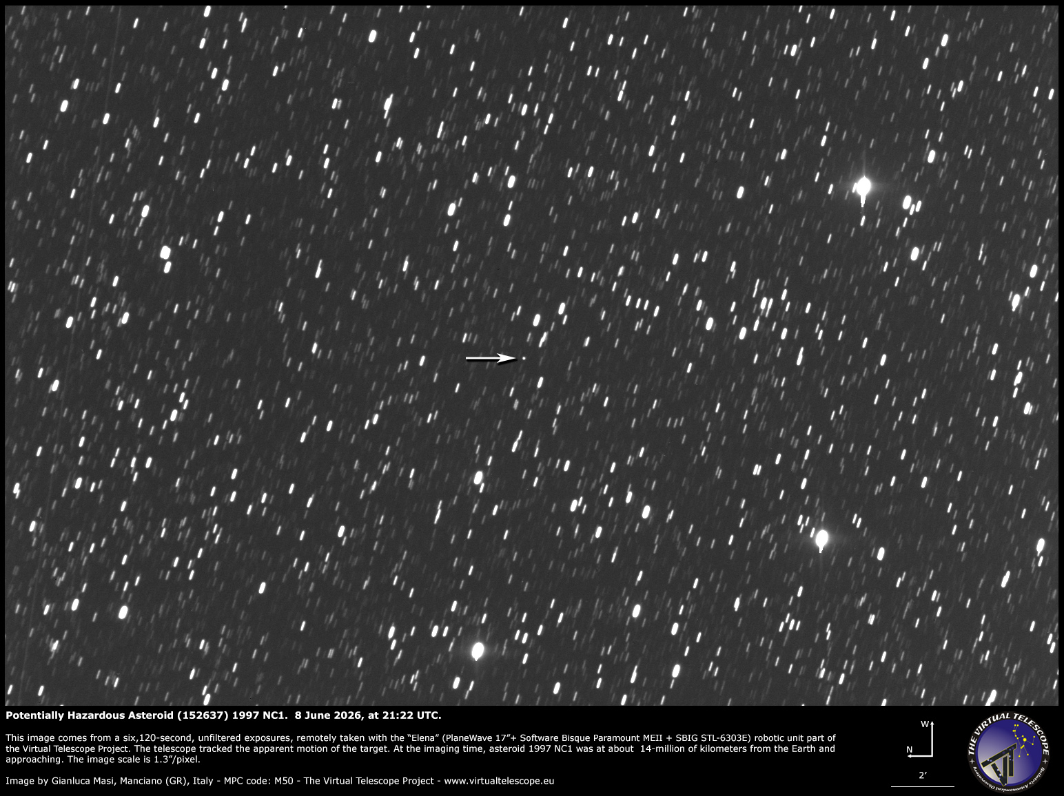Potentially Hazardous Asteroid (152637) 1997 NC1: 8 June 2026.