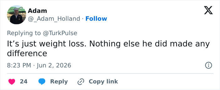 User stating weight loss as the key factor in jawline change