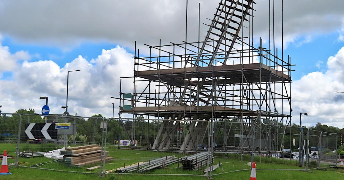 Work beings on Horwich 'ghost train' statue near Middlebrook