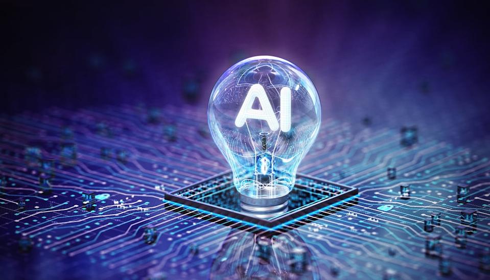 A lightbulb with the letters "AI" in it.