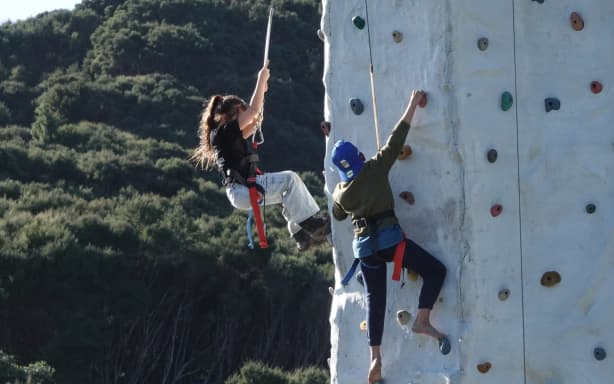 A free rock-climbing wall proved a hit with the kids.