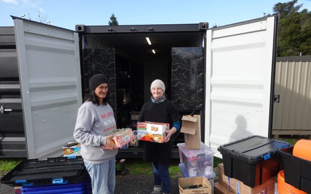 Marae representative Carla Martin, left, and Ngātiwai Trust Board kaimanaaki Karlene Wakefield make sure the “crisis bunker” is ready for the next storm.