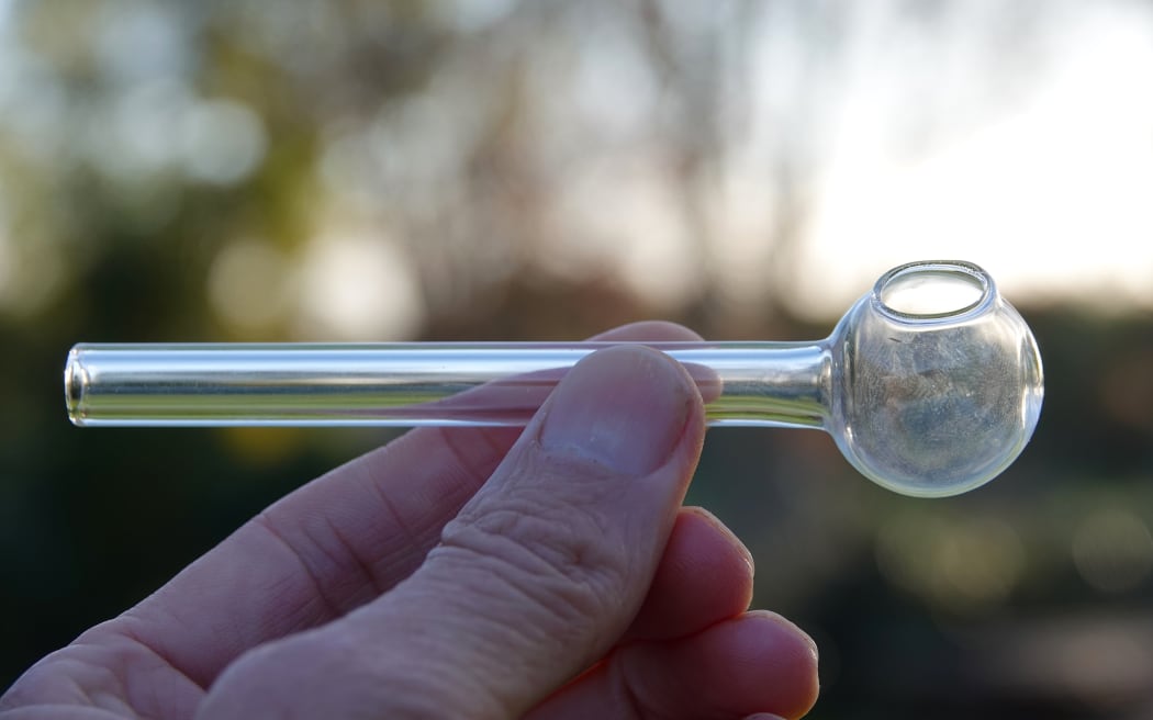 Glass meth pipes like this are readily available in vape stores, $2 shops, and even some dairies.